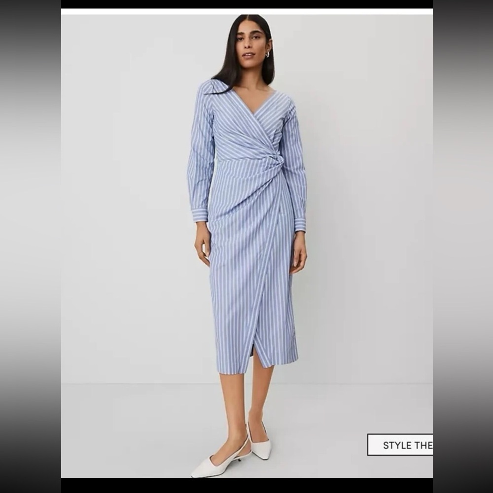 NWT Ann Taylor Striped Asymmetric Shirtdress 
size 10 - Picture 3 of 12